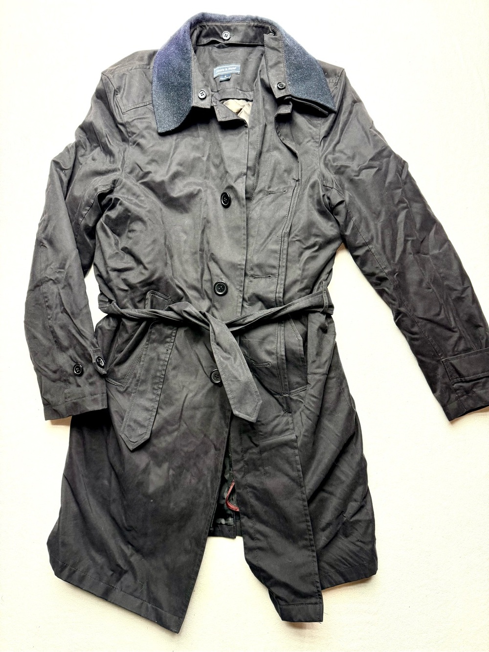 Joseph & Feiss Dark Gray Trench Coat with Contrast Collar
